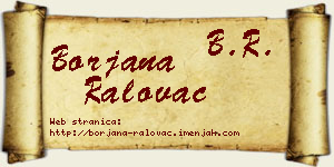Borjana Ralovac vizit kartica